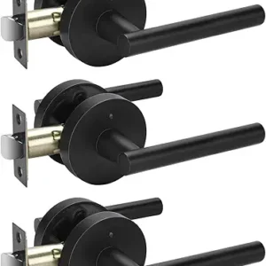 Haidms 3 Packs Matte Black Door Handles Interior,Privacy Door Lever Handle, Heavy Duty Bathroom Door Handles Interior, Modern Bedroom Door Handle