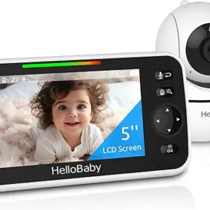 HelloBaby No WiFi Baby Monitor 5" Screen 30-Hour Battery Pan-Tilt-Zoom Video Upgrade with Camera and Audio, Night Vision, VOX, 2-Way Talk, 8 Lullabies and 1000ft Range, HB6550