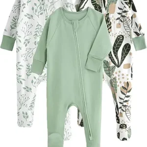 Yoofoss Baby Pajamas 100% Organic Cotton Baby Sleepers for Newborn 0-3 3-6 6-9 Months Boys Girl Clothes 3pcs Footed PJs
