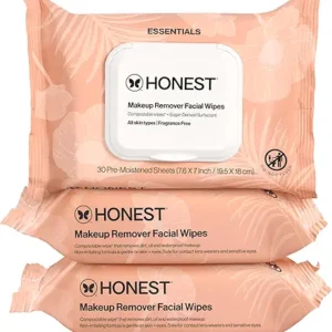Honest Beauty Fragrance Free Cleansing Makeup Remover Facial Wipes | Plant Based, Hypoallergenic, Gentle for Sensitive Skin | 90 Count