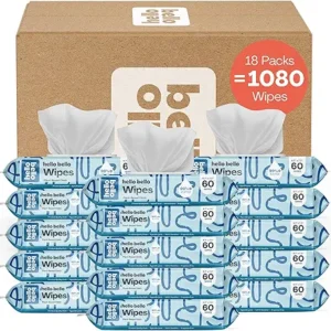 Hello Bello Extra Gentle Unscented Baby Wipes, Plant Based, Made with 99% Water and Aloe for Babies and Kids, 1080 Count